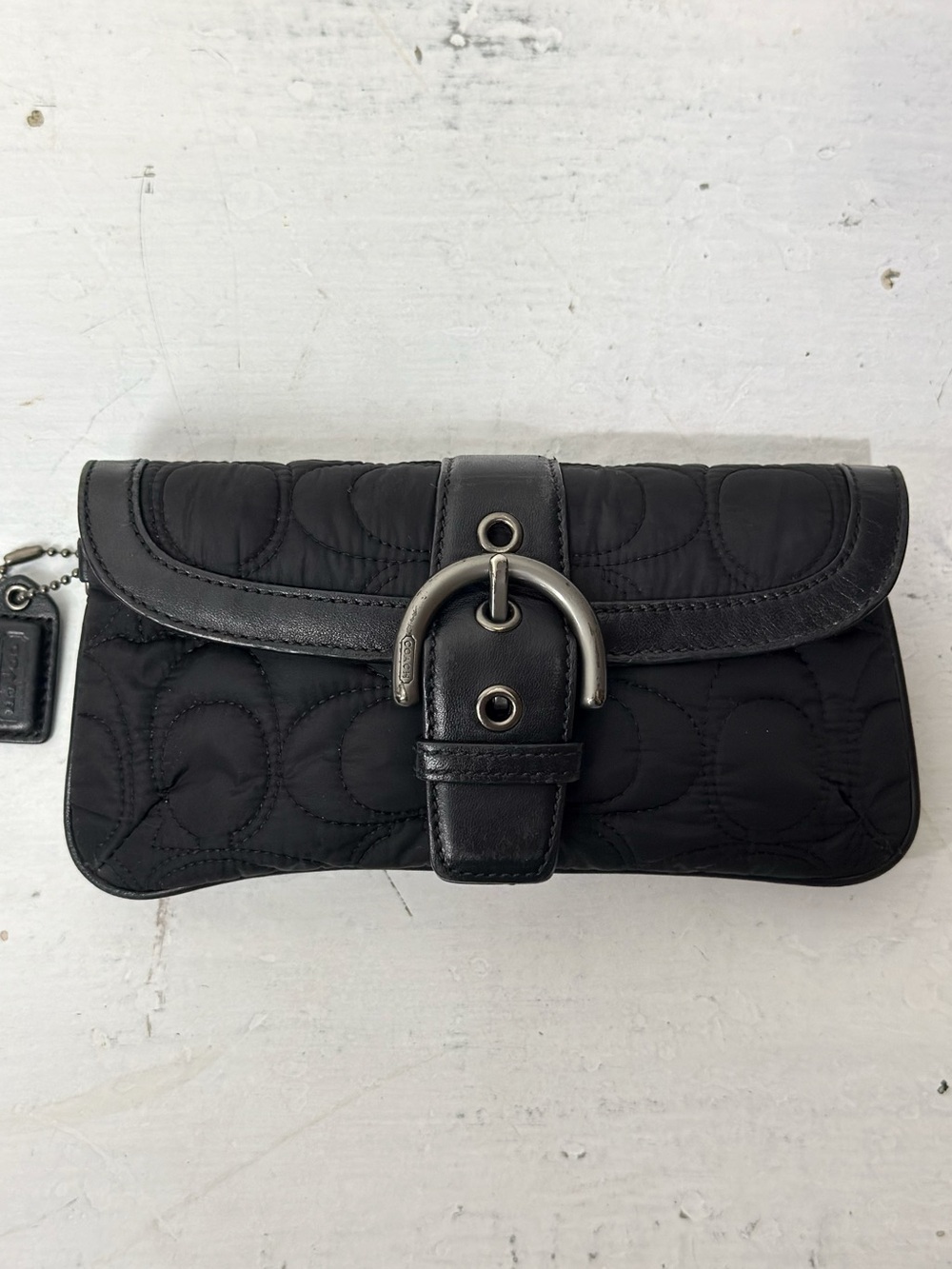 Coach Black Quilted Nylon Signature Wristlet Wallet